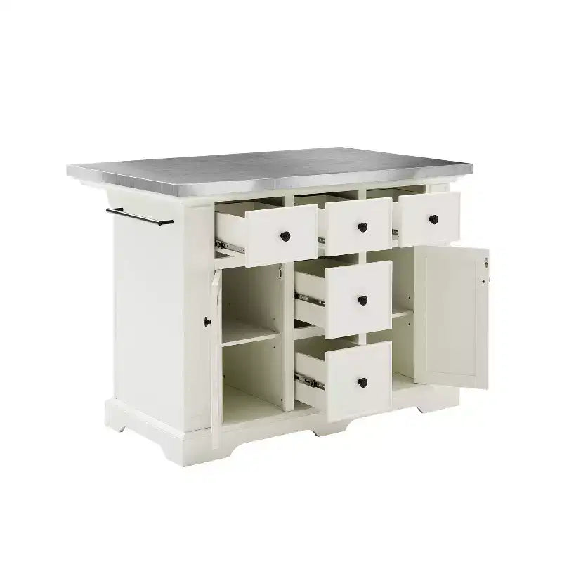 Isla de cocina con superficie de acero inoxidable