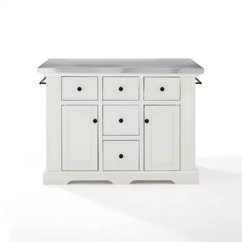 Isla de cocina con superficie de acero inoxidable