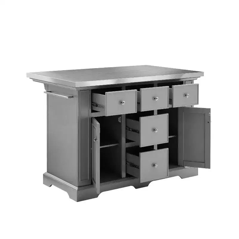 Isla de cocina con superficie de acero inoxidable