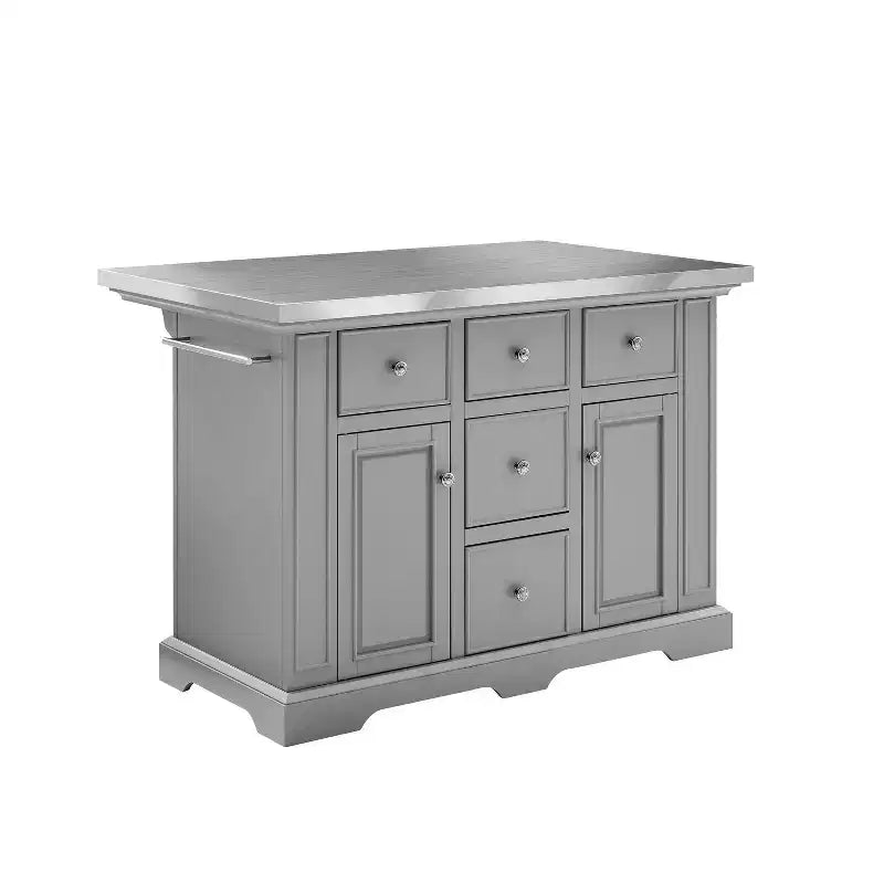 Isla de cocina con superficie de acero inoxidable