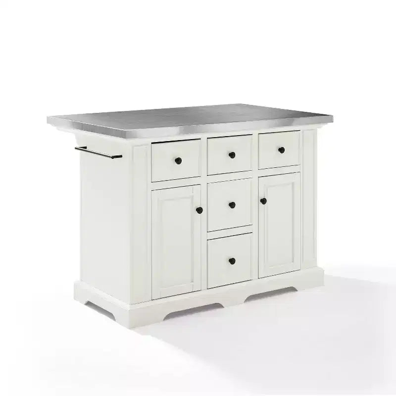 Isla de cocina con superficie de acero inoxidable