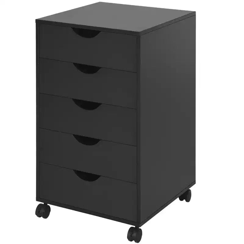 Büroschrank mit 5 Schubladen und Rollen, Aufbewahrungsschrank im modernen nordischen Minimalismus-Stil