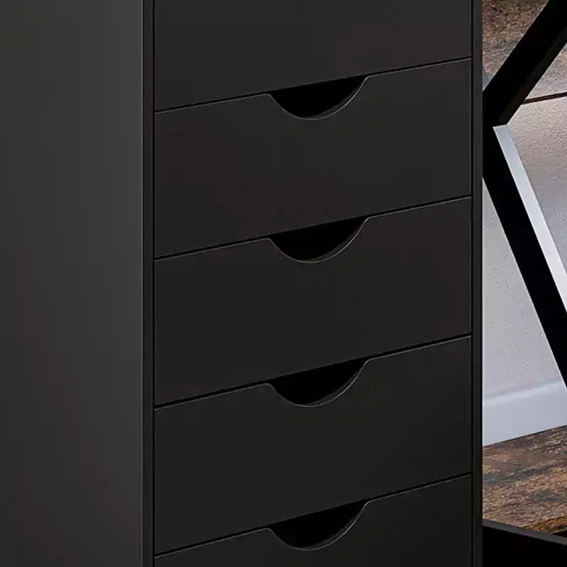 Büroschrank mit 5 Schubladen und Rollen, Aufbewahrungsschrank im modernen nordischen Minimalismus-Stil